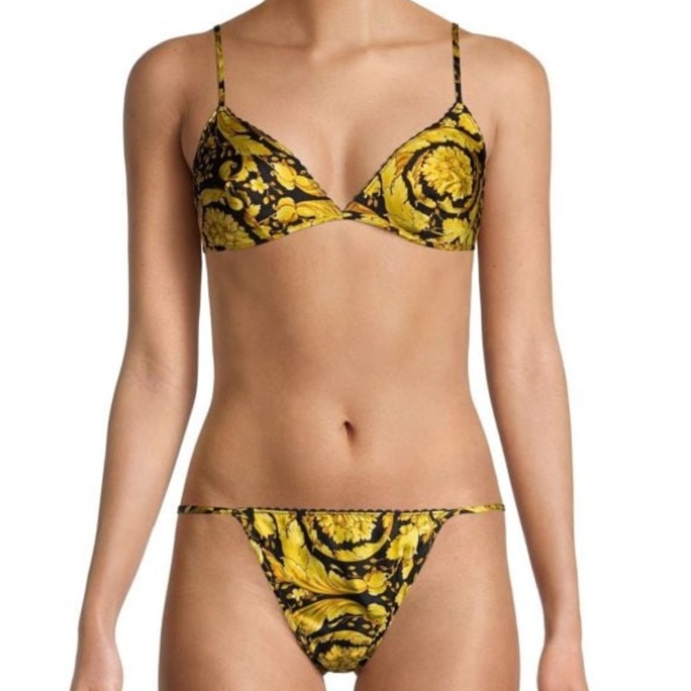 BRAND NEW VERSACE SILK SET (BRALETTE WITH THONG)